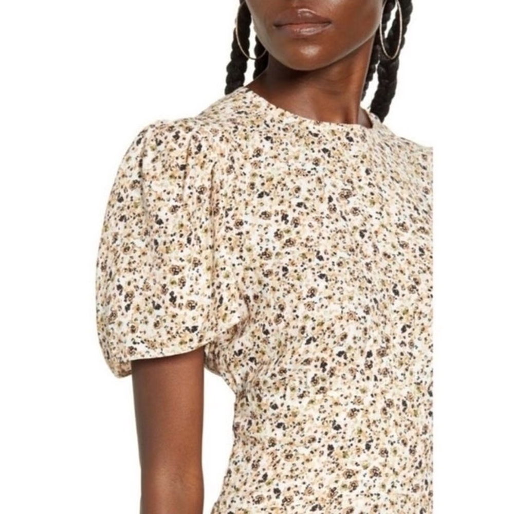 AFRM Jamie Floral Print Open Back Puff Sleeve Midi Dress Cottage Prairie Medium - Picture 4 of 9